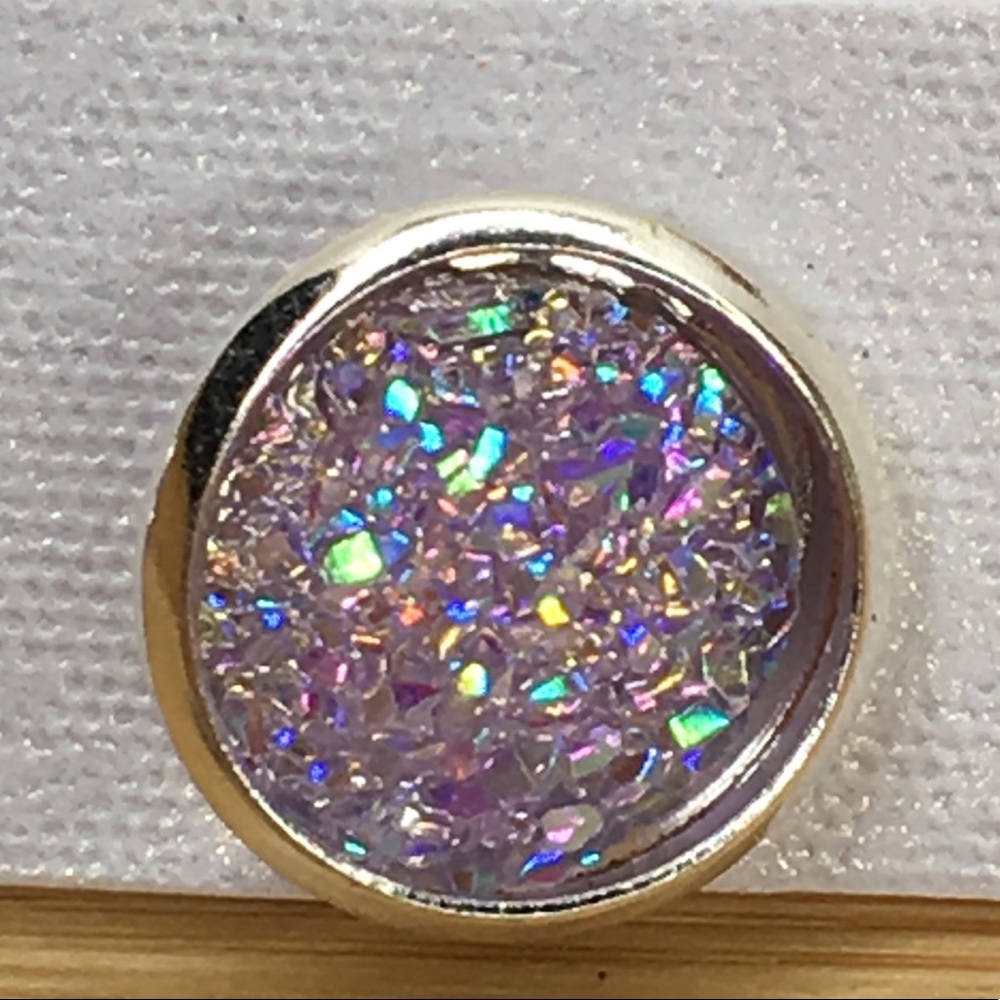 Purple Lavender Druzy Earrings - Picture 2 of 6